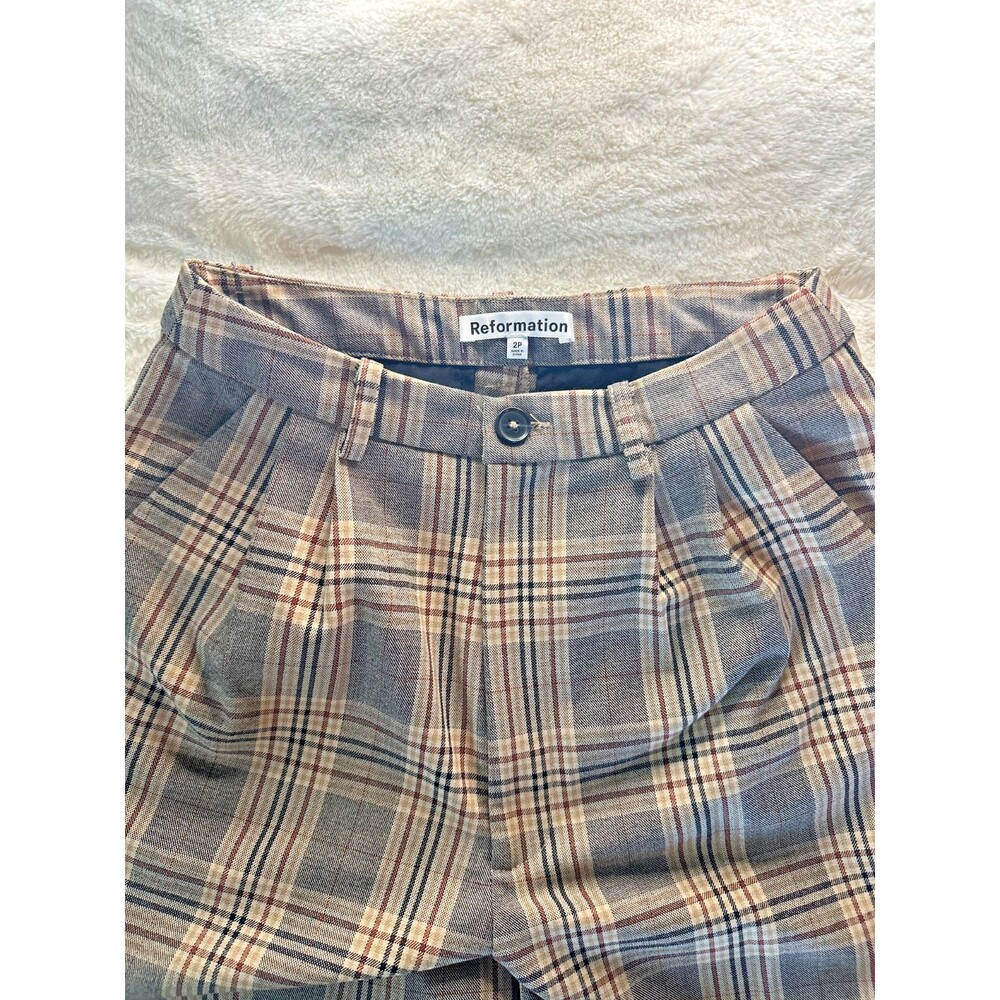 Reformation Mason High Waisted Pleated Wide Leg Trouser Pants Women's Size 2P - Picture 5 of 7